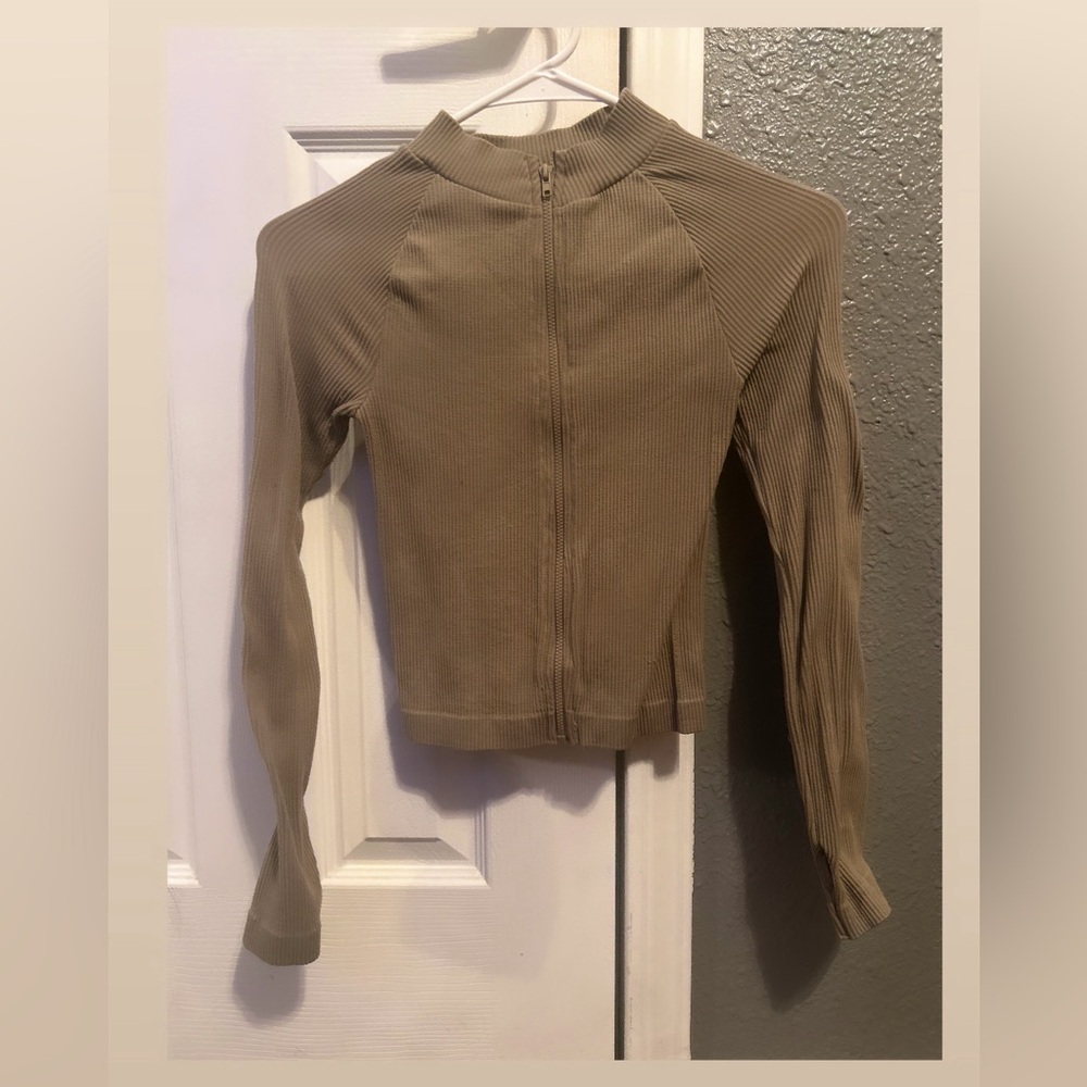 Rue21 Brown/Khaki Tight Zip Up Top